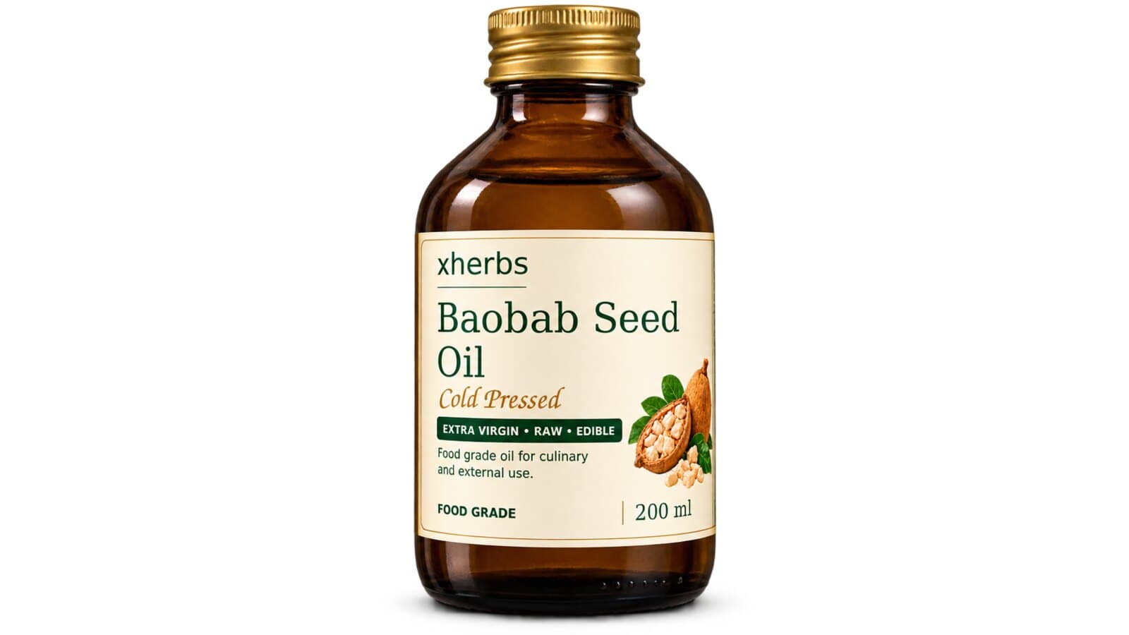 Cold-Pressed Baobab Seed Oil 200ml (Kuka Oil) – Food Grade, Extra Virgin — on xHerbs Store Nigeria