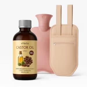 Complete Castor Oil Therapy Bundle: Oil, Wrap & Hot Water Bag — on xHerbs Store Nigeria
